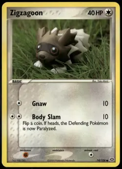 Zigzagoon 74/106 Common Emerald LP Pokemon Card - Image 1