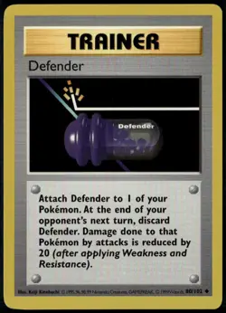 Defender 80/102 Uncommon Base Set Shadowless LP Pokemon Card - Image 1