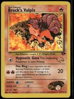 Brock's Vulpix 37/132 Uncommon W Stamp Gym Challenge LP Pokemon Card - Image 1