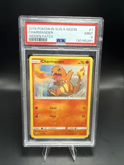 Pokemon Sun & Moon Hidden Fates 7/68 Charmander Pokemon Card PSA 9 - Image 1
