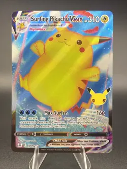 HOLO Surfing Pikachu VMAX 009/025 NM / M - Pokemon 25th Celebrations Card - Image 1