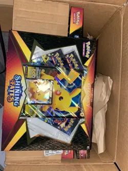 IN HAND - Pokemon Shining Fates Pikachu V Collection Box FACTORY SEALED UP TO 10 - Image 1