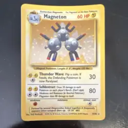 Pokemon Magneton 9/102 Base Set Holo Rare English HP60 1999 Wizards Card - Image 1