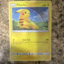 Pokemon TCG Pikachu 28/73 Shining Legends Basic Mouse 60 HP Iron Tail - Image 1