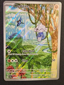 MEDITITE 153/142 ILLUSTRATION RARE STELLAR CROWN POKEMON NM/M - Image 1