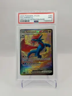 2025 Pokemon JTG EN Salamence EX Special Illustration Rare #187 PSA 9 MINT SSP - Image 1