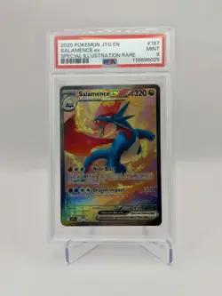 2025 Pokemon JTG EN Salamence EX Special Illustration Rare #187 PSA 9 MINT SSP - Image 4
