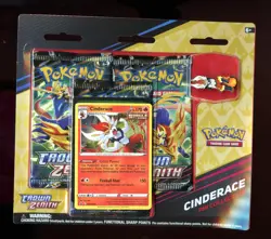 Pokemon Crown Zenith Cinderace Pin Collection 3 Pack Blister NEW/SEALED - Image 1