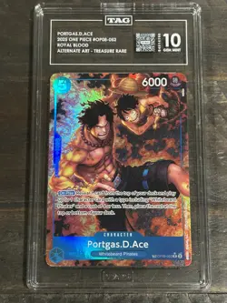 Portgas D. Ace TAG 10- OP08-052 Treasure Rare Alt Art Royal Blood Foil English - Image 1