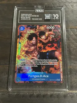 Portgas D. Ace TAG 10- OP08-052 Treasure Rare Alt Art Royal Blood Foil English - Image 4
