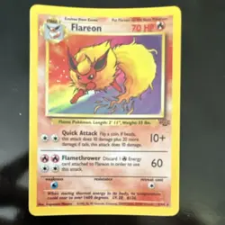 Pokemon Flareon 3/64 Jungle Holo Rare Unlimited English HP70 1999 Wizards Card - Image 1