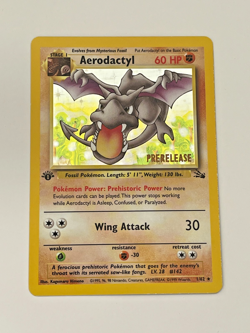 Pokemon Pokemon Fossil AERODACTYL 1/62 HOLO 1st EDITION PRERELEASE - Image 1