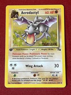Pokemon Pokemon Fossil AERODACTYL 1/62 HOLO 1st EDITION PRERELEASE - Image 2