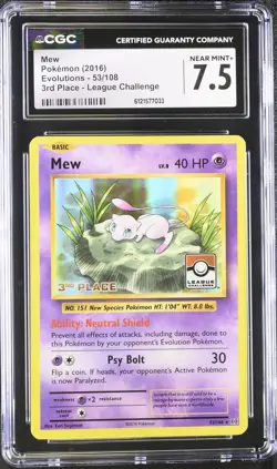 MEW 2016 Pokemon XY Evolutions League Challenge 3rd Place Stamped #53 CGC 7.5 - Image 1
