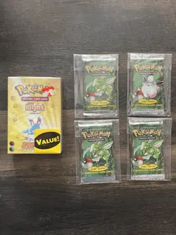 HEAVY Pokemon Jungle Booster Packs (4) & Neo Destiny Light Theme Deck (1) - Image 1
