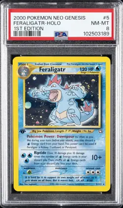 2000 POKEMON NEO GENESIS 1ST ED #5 FERALIGATR-HOLO PSA 8 - Image 1