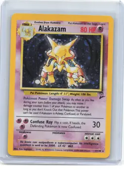 2000 Pokemon—Alakazam #1/130 Base Set 2—Holo Rare Holo (Damaged) - Image 1