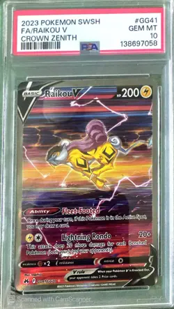PSA 10 Raikou V GG41/GG70 Crown Zenith Alternate Art Pokemon Card FA 2023 - Image 4