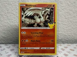 Reshiram 002/025 SWSH Celebrations Holo Misprint Error Crimp Pokemon Card - Image 1