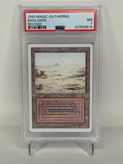 1994 Magic The Gathering Revised Dual Land Badlands PSA 7 #5614 - Image 1