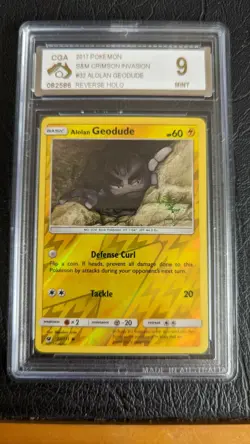 Pokemon Crimson Invasion 32/111 Alolan Geodude Reverse Holo CGA Graded 9 Mint - Image 1