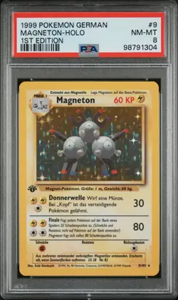 Pokemon Magneton holo Basis Set 1 Edition #9 PSA 8 MINT Deutsch 1999 Original - Image 1
