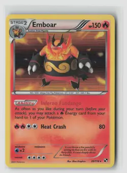 EMBOAR 20/114 HOLO RARE BLACK WHITE POKEMON TCG LP - Image 1