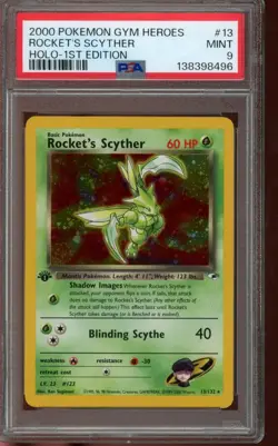 PSA 9 MINT Pokemon Rocket’s Scyther Gym Heroes 1st Edition Holo 13/132 - Image 1