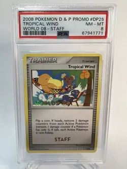 PSA 8 NM-MT Pokemon Tropical Wind STAFF Worlds 2008 Promo #DP25 - Image 1