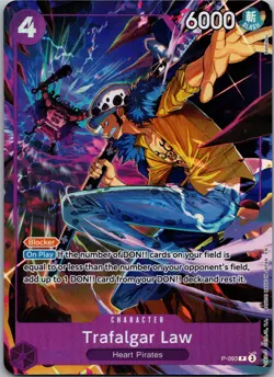 One Piece Trafalgar Law P-093 Promo Holo One Piece Card Game Sleeved + Toploader - Image 1