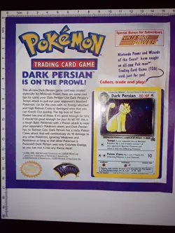 2000 DARK PERSIAN #17 HOLO Nintendo Pokemon Card Promo W/ Flyer Backing RARE! - Image 2