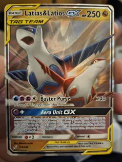 Pokemon Latias & Latios GX Holo Ultra Rare TCG Card Sun & Moon 113/181 NM - Image 1