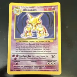 Pokemon Alakazam 001/102 Base Set Holo Rare English HP80 1999 Nintendo Card - Image 1