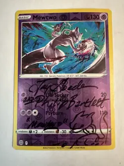 Pokemon Mewtwo #056 Card Signed By Jay Goede/Philip Bartlett Rev Holo - Image 1