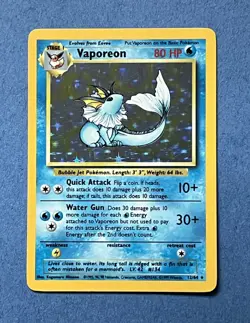 1999 Pokemon VAPOREON Holo Rare 12/64 - Jungle No Symbol ERROR - NM + TCG - Image 1