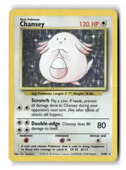 Chansey 3/102 Rare Base Set Pokemon Moderately Played - Image 1