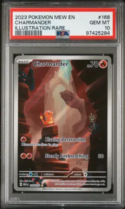 2023 POKEMON MEW EN-151 ILLUSTRATION RARE #168 CHARMANDER PSA 10 - Image 1