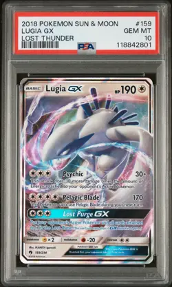 2018 Pokemon Sun & Moon Lugia GX 159/214 Lost Thunder PSA 10 (801 - Image 1