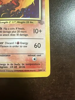 Flareon 3/64 Holo Rare Pokemon TCG Jungle DMG - Image 4