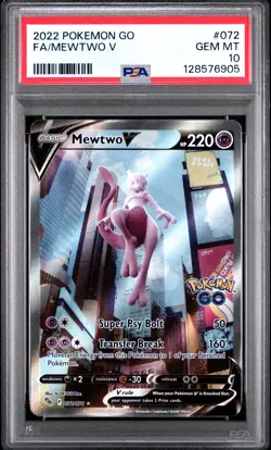 2022 Pokemon Go Mewtwo V #072 FA PSA 10 GEM MINT - Image 1