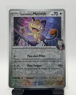 Pokemon TCG Team Rocket’s Meowth 149/182 Destined Rivals Reverse Holo - Image 1