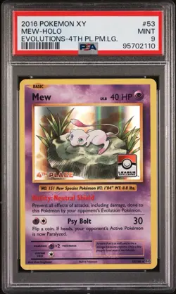 Mew Evolutions Holo 4th Place 2016 Pokemon XY PSA 9 #53 LOW POP - Image 1