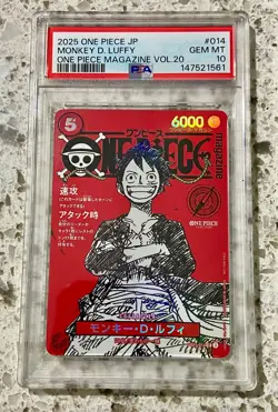 One Piece ST21-014 - Monkey.D.Luffy (Magazine Vol. 20) Promo PSA 10 - Image 1