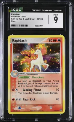 CGC 9 MINT Rapidash 2004 EX Fire Red & Leaf Green 13/112 Holo SWIRL Pokemon Card - Image 1