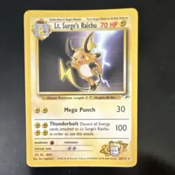 Pokemon Lt. Surge's Raichu 28/132 Gym Challenge Rare English HP70 Wizards Card - Image 1
