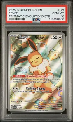 2025 Pokemon SVP En Black Star Promo Eevee Prismatic Evolutions ETB #173 PSA 10 - Image 1