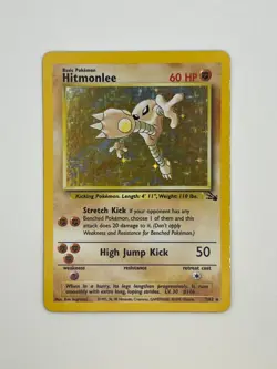 Pokemon TCG Hitmonlee Fossil 7/62 Holo Unlimited Holo Rare - Image 1