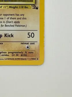 Pokemon TCG Hitmonlee Fossil 7/62 Holo Unlimited Holo Rare - Image 5