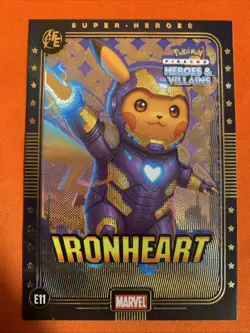 IronHeart (Pikachu) #E11 - Gold Holo - Heros & Villains Flash Edition Pokemon - Image 2