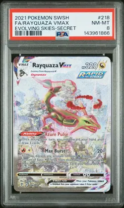2021 POKEMON SWORD & SHIELD EVOLVING SKIES SECRET FULL ART/RAYQUAZA VMAX PSA 8 - Image 1